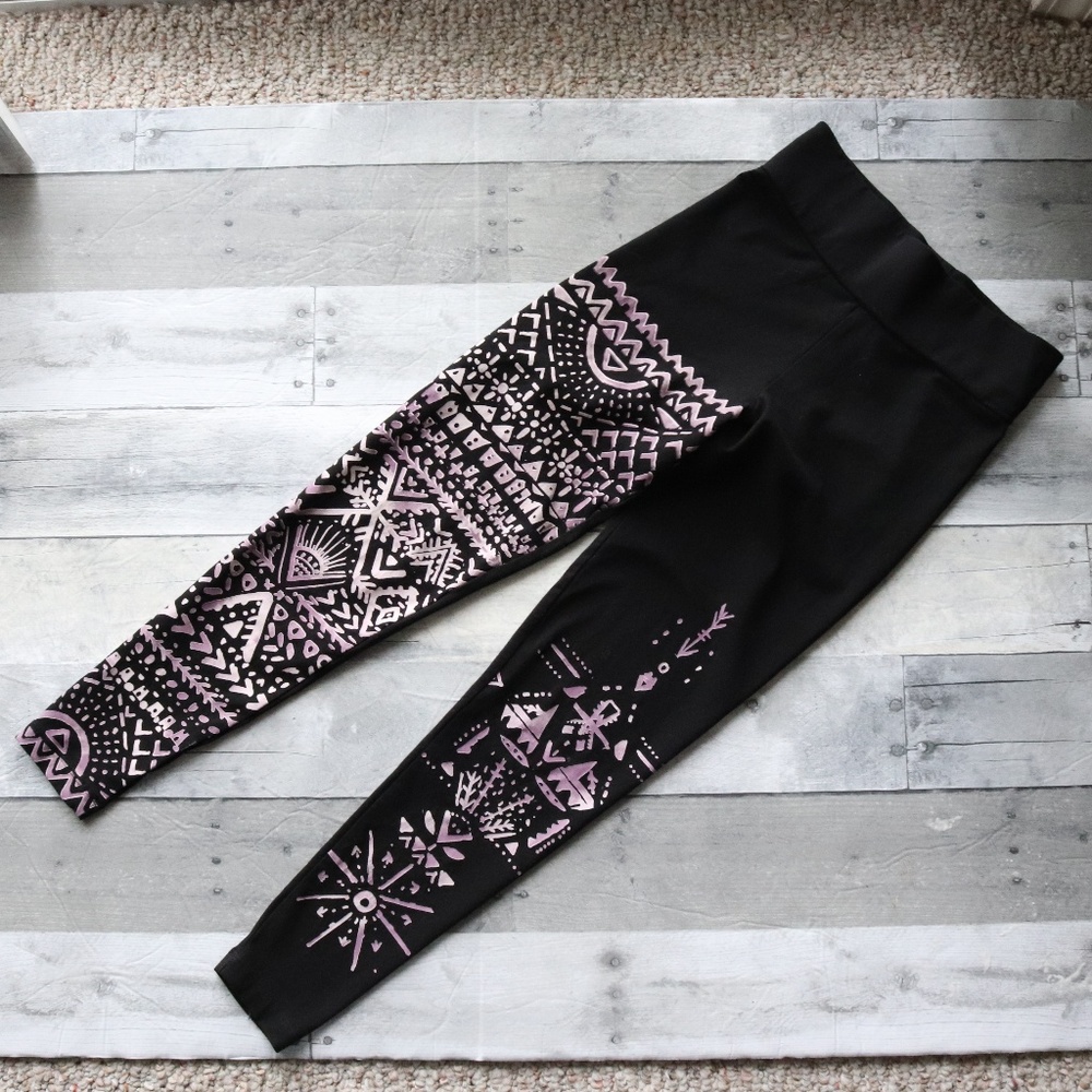 ASOS BLACK PRINTED LEGGINGS - SIZE 2 - Picture 4 of 8